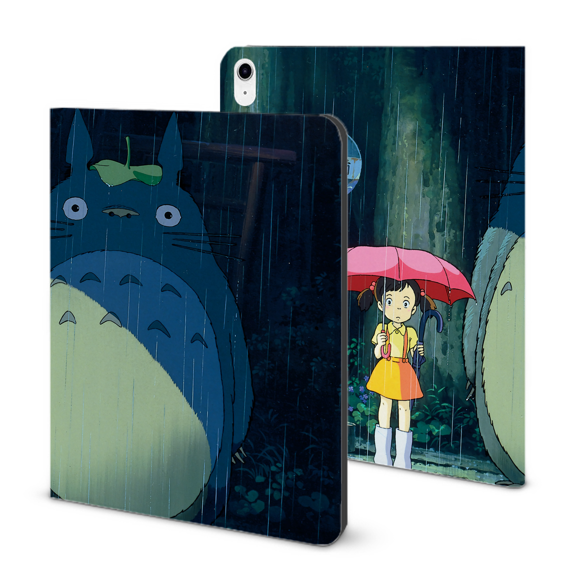 （画像用） となりのトトロ 草壁メイ 草壁サツキ My Neighbor Totoro Satsuki Kusakabe Mei Kusakabe IPad ケース ブック型 PUレザー TPU 耐衝撃 軽量 薄型 ペン収納なし 全面保護 IPad 各モデル対応